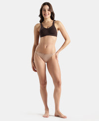 Super Combed Cotton Elastane Stretch Low Waist Bikini With Concealed Waistband and StayFresh Treatment - Almondine