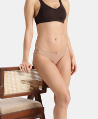 Super Combed Cotton Elastane Stretch Low Waist Bikini With Concealed Waistband and StayFresh Treatment - Almondine