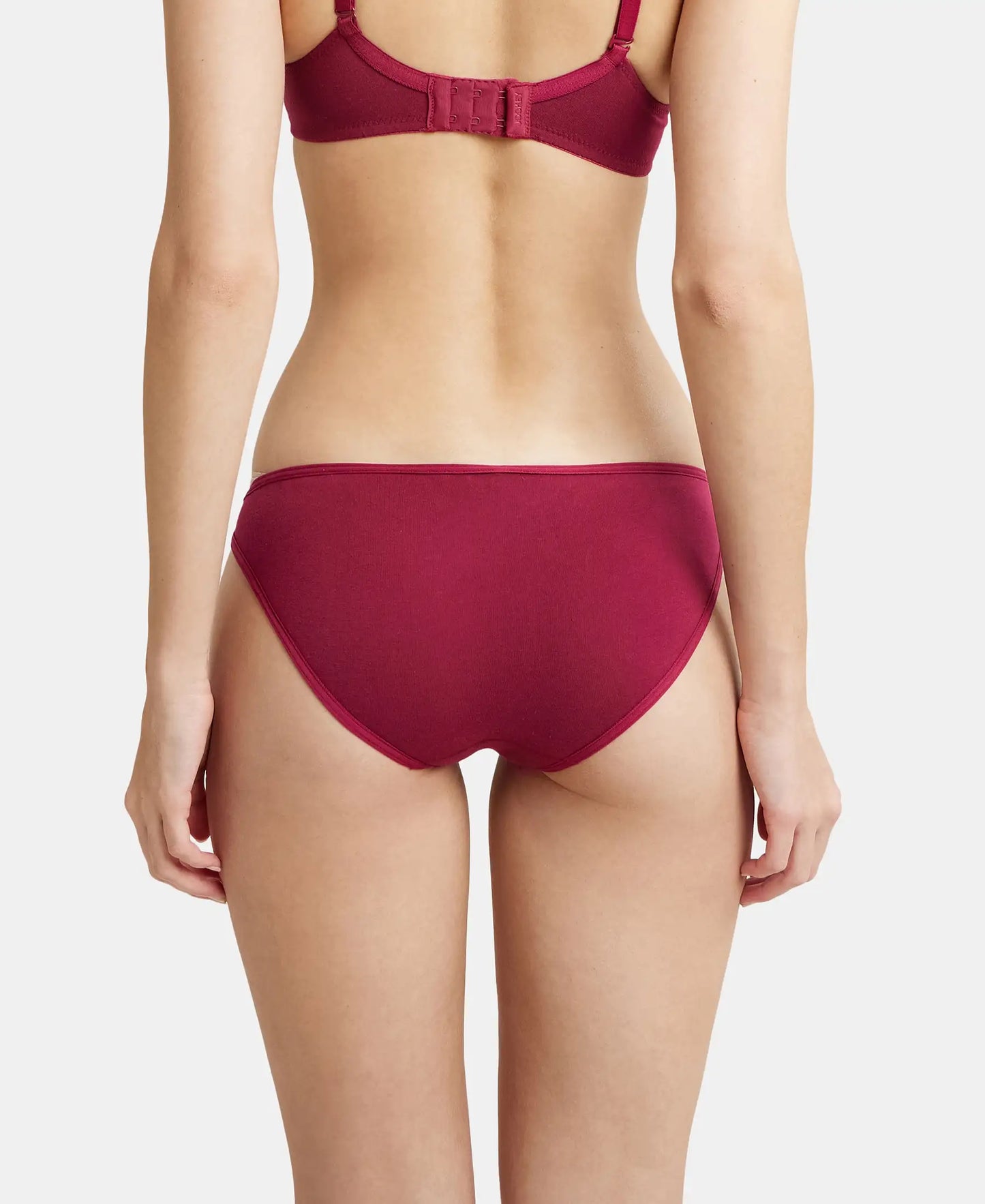 Pack of 2 Super Combed Cotton Elastane Stretch Low Waist Bikini With Concealed Waistband and StayFresh Treatment - Beet Red & Classic Navy