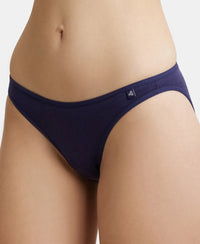 Pack of 2 Super Combed Cotton Elastane Stretch Low Waist Bikini With Concealed Waistband and StayFresh Treatment - Beet Red & Classic Navy