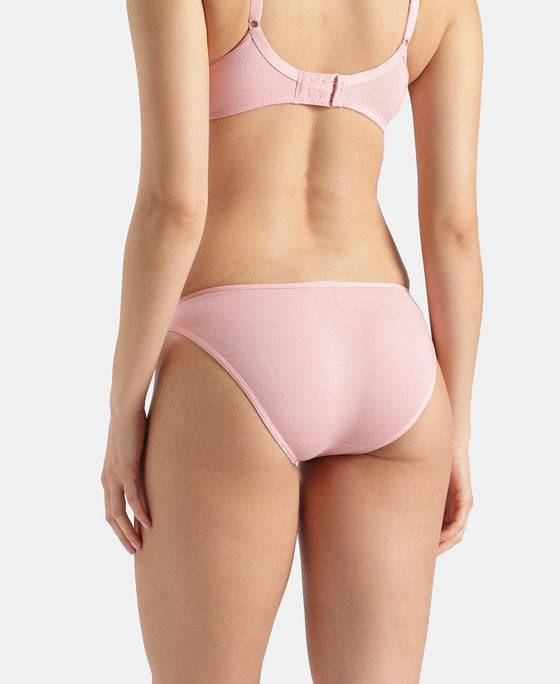 Super Combed Cotton Elastane Stretch Low Waist Bikini With Concealed Waistband and StayFresh Treatment - Crush N Blush