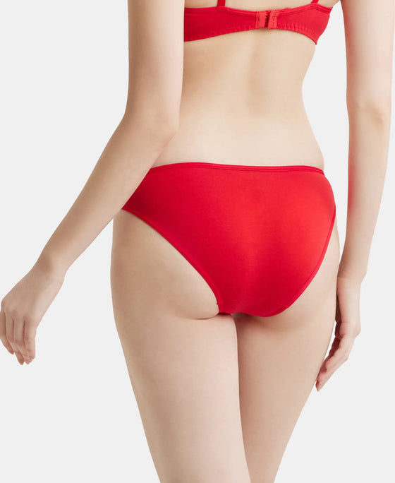 Pack of 2 Super Combed Cotton Elastane Stretch Low Waist Bikini With Concealed Waistband and StayFresh Treatment - Beet Red & Sangria Red
