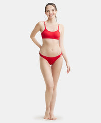 Pack of 2 Super Combed Cotton Elastane Stretch Low Waist Bikini With Concealed Waistband and StayFresh Treatment - Black & Sangria Red