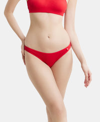 Pack of 2 Super Combed Cotton Elastane Stretch Low Waist Bikini With Concealed Waistband and StayFresh Treatment - Black & Sangria Red