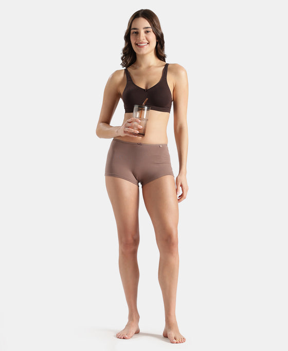 High Coverage Super Combed Cotton Elastane Stretch Boy Leg With Concealed Waistband and StayFresh Treatment - Almondine & Deep Taupe (Pack of 2)