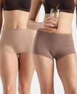High Coverage Super Combed Cotton Elastane Stretch Boy Leg With Concealed Waistband and StayFresh Treatment - Almondine & Deep Taupe (Pack of 2)