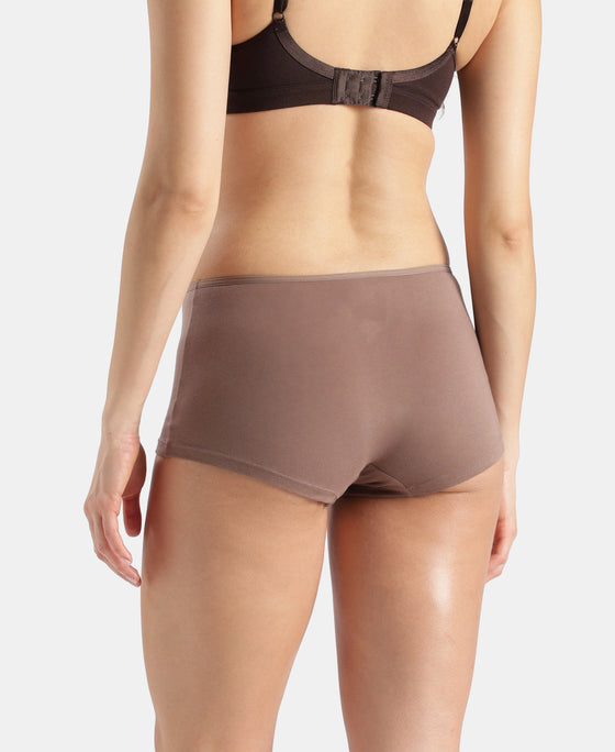 High Coverage Super Combed Cotton Elastane Stretch Boy Leg With Concealed Waistband and StayFresh Treatment - Almondine & Deep Taupe (Pack of 2)