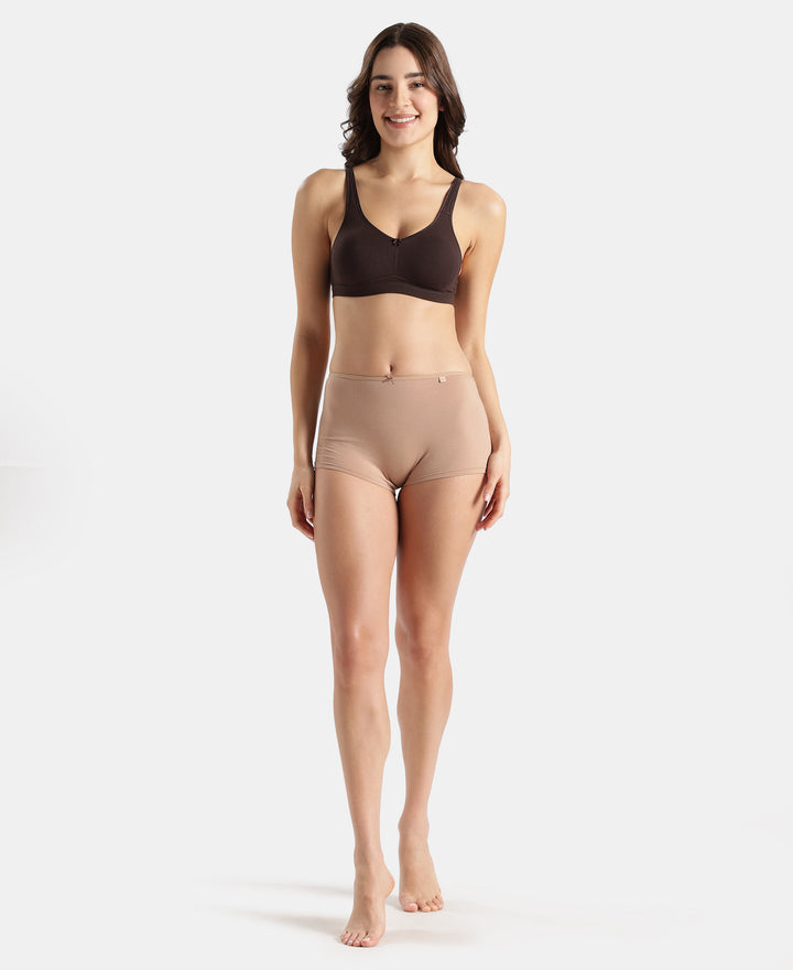 High Coverage Super Combed Cotton Elastane Stretch Boy Leg With Concealed Waistband and StayFresh Treatment - Almondine