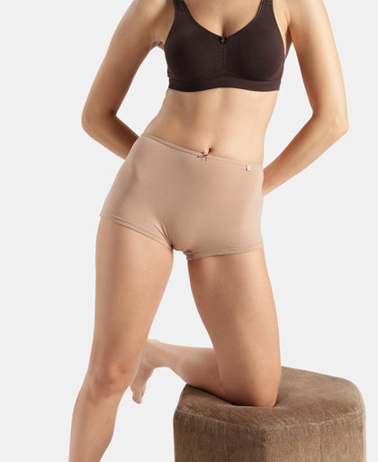 High Coverage Super Combed Cotton Elastane Stretch Boy Leg With Concealed Waistband and StayFresh Treatment - Almondine