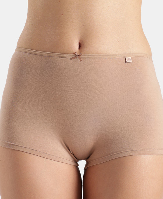 High Coverage Super Combed Cotton Elastane Stretch Boy Leg With Concealed Waistband and StayFresh Treatment - Almondine