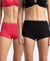 High Coverage Super Combed Cotton Elastane Stretch Boy Leg With Concealed Waistband and StayFresh Treatment - Black & Ruby (Pack of 2)