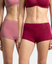 High Coverage Super Combed Cotton Elastane Stretch Boy Leg With Concealed Waistband and StayFresh Treatment - Beet Red & Heather Rose (Pack of 2)