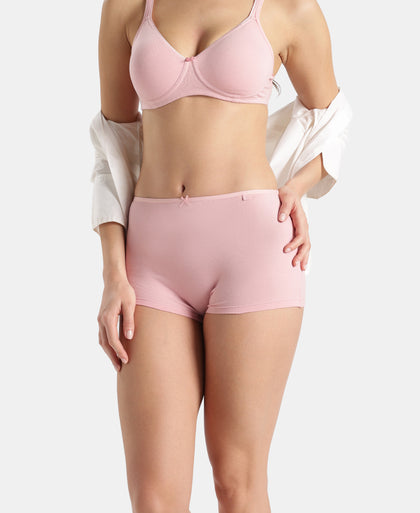 High Coverage Super Combed Cotton Elastane Stretch Boy Leg With Concealed Waistband and StayFresh Treatment - Crush N Blush