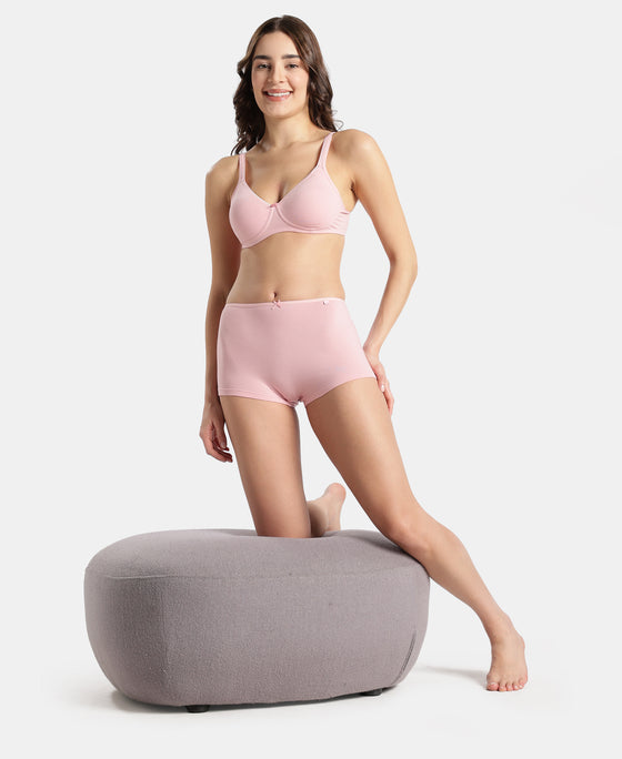 High Coverage Super Combed Cotton Elastane Stretch Boy Leg With Concealed Waistband and StayFresh Treatment - Crush N Blush