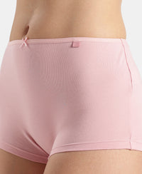 High Coverage Super Combed Cotton Elastane Stretch Boy Leg With Concealed Waistband and StayFresh Treatment - Deep Taupe & Crush N Blush (Pack of 2)