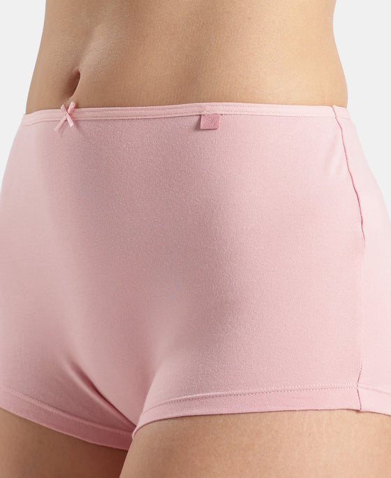 High Coverage Super Combed Cotton Elastane Stretch Boy Leg With Concealed Waistband and StayFresh Treatment - Deep Taupe & Crush N Blush (Pack of 2)