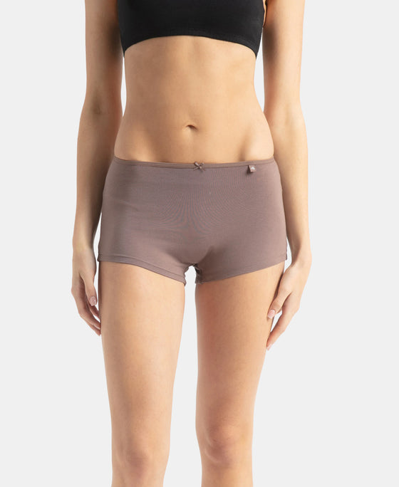 High Coverage Super Combed Cotton Elastane Stretch Boy Leg With Concealed Waistband and StayFresh Treatment - Deep Taupe