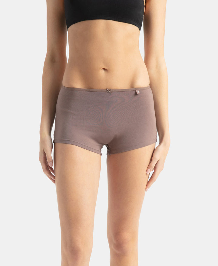 High Coverage Super Combed Cotton Elastane Stretch Boy Leg With Concealed Waistband and StayFresh Treatment - Deep Taupe