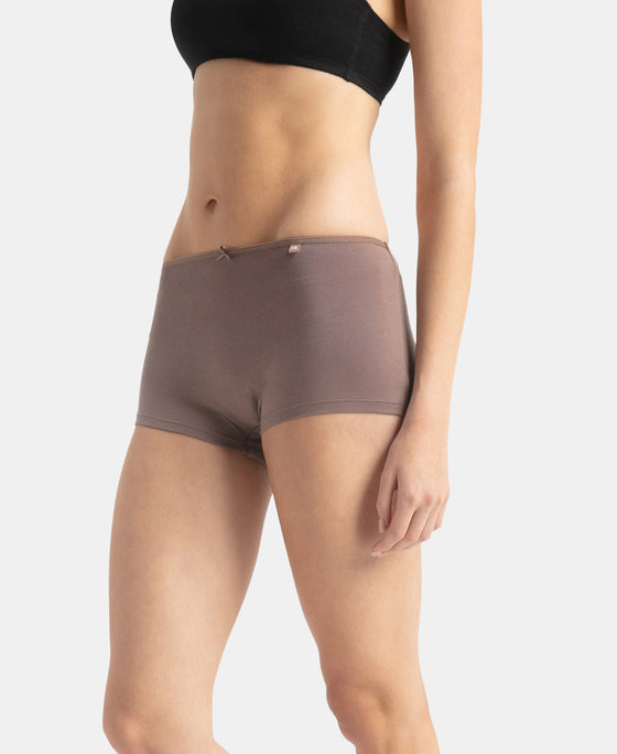 High Coverage Super Combed Cotton Elastane Stretch Boy Leg With Concealed Waistband and StayFresh Treatment - Deep Taupe