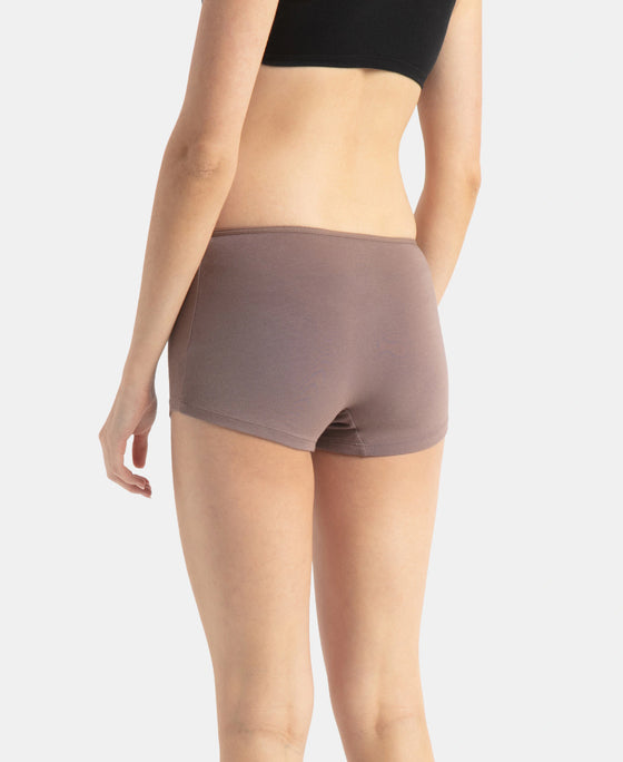 High Coverage Super Combed Cotton Elastane Stretch Boy Leg With Concealed Waistband and StayFresh Treatment - Deep Taupe