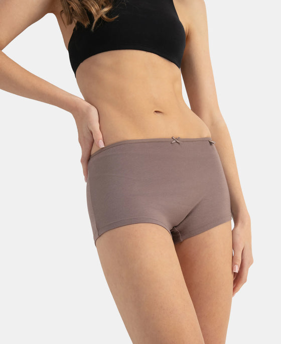 High Coverage Super Combed Cotton Elastane Stretch Boy Leg With Concealed Waistband and StayFresh Treatment - Deep Taupe