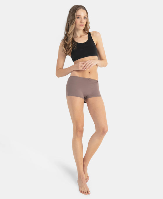 High Coverage Super Combed Cotton Elastane Stretch Boy Leg With Concealed Waistband and StayFresh Treatment - Deep Taupe