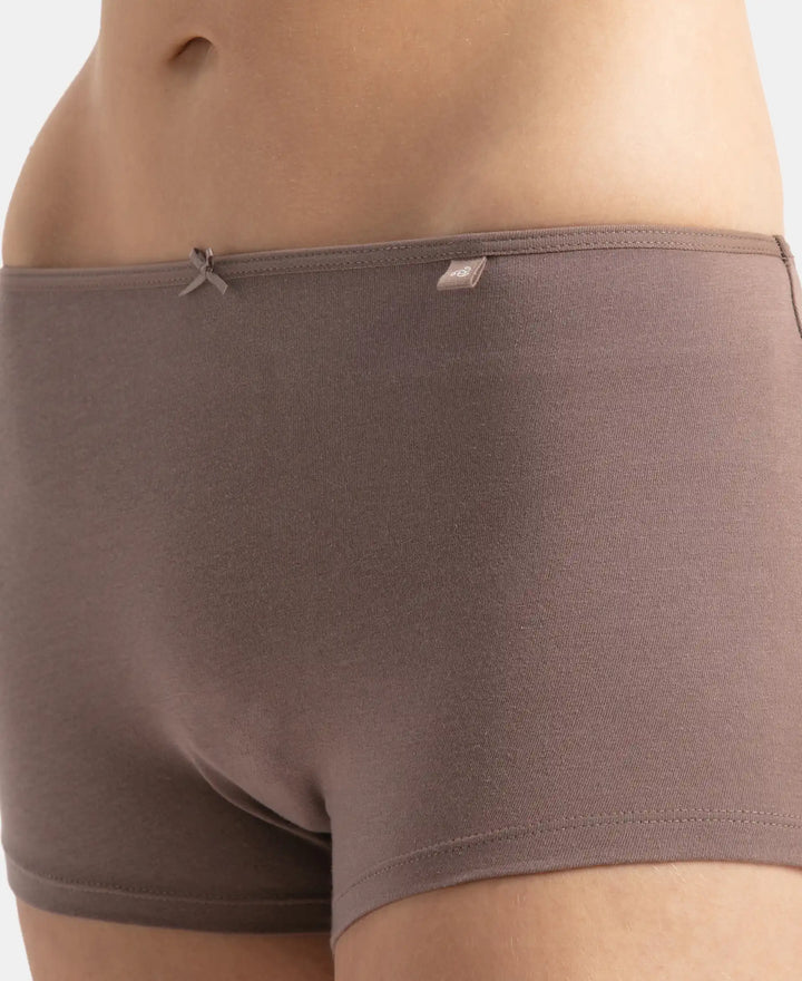 High Coverage Super Combed Cotton Elastane Stretch Boy Leg With Concealed Waistband and StayFresh Treatment - Deep Taupe