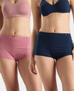 High Coverage Super Combed Cotton Elastane Stretch Boy Leg With Concealed Waistband and StayFresh Treatment - Heather Rose & Pageant Blue (Pack of 2)