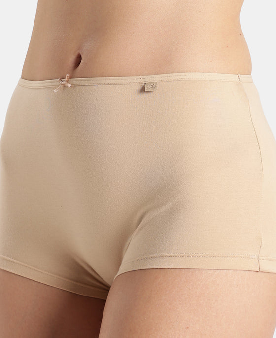 High Coverage Super Combed Cotton Elastane Stretch Boy Leg With Concealed Waistband and StayFresh Treatment - Light Skin & White (Pack of 2)
