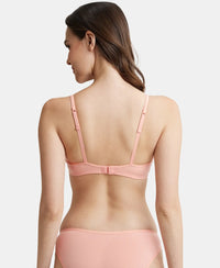 Wirefree Non Padded Super Combed Cotton Elastane Stretch Full Coverage Beginners Bra with Adjustable Straps - Candlelight Peach