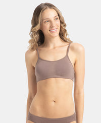 Wirefree Non Padded Super Combed Cotton Elastane Stretch Full Coverage Beginners Bra with Adjustable Straps - Deep Taupe