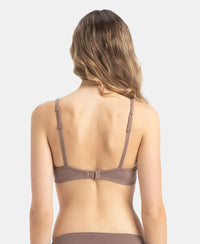 Wirefree Non Padded Super Combed Cotton Elastane Stretch Full Coverage Beginners Bra with Adjustable Straps - Deep Taupe