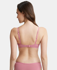 Wirefree Non Padded Super Combed Cotton Elastane Stretch Full Coverage Beginners Bra with Adjustable Straps - Heather Rose
