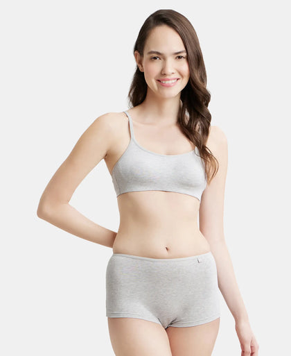Wirefree Non Padded Super Combed Cotton Elastane Stretch Full Coverage Beginners Bra with Adjustable Straps - Steel Grey Melange