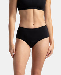 Super Combed Cotton Elastane Stretch Period Panty with Leak Proof Inner Absorbent Layer and StayFresh Treatment - Black & Desert Taupe (Pack of 2)