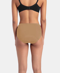 Super Combed Cotton Elastane Stretch Period Panty with Leak Proof Inner Absorbent Layer and StayFresh Treatment - Black & Desert Taupe (Pack of 2)