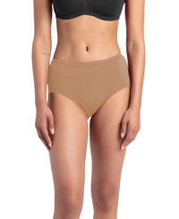 Super Combed Cotton Elastane Stretch Period Panty with Leak Proof Inner Absorbent Layer and StayFresh Treatment - Black & Desert Taupe (Pack of 2)