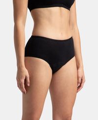 Super Combed Cotton Elastane Stretch Period Panty with Leak Proof Inner Absorbent Layer and StayFresh Treatment - Black & Desert Taupe (Pack of 2)