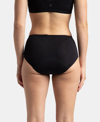 Super Combed Cotton Elastane Stretch Period Panty with Leak Proof Inner Absorbent Layer and StayFresh Treatment - Black & Desert Taupe (Pack of 2)