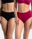 Super Combed Cotton Elastane Stretch Period Panty with Leak Proof Inner Absorbent Layer and StayFresh Treatment - Black & Beet Red (Pack of 2)