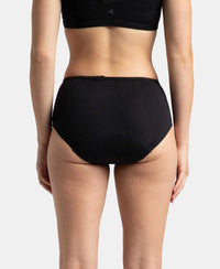 Super Combed Cotton Elastane Stretch Period Panty with Leak Proof Inner Absorbent Layer and StayFresh Treatment - Black (Pack of 2)