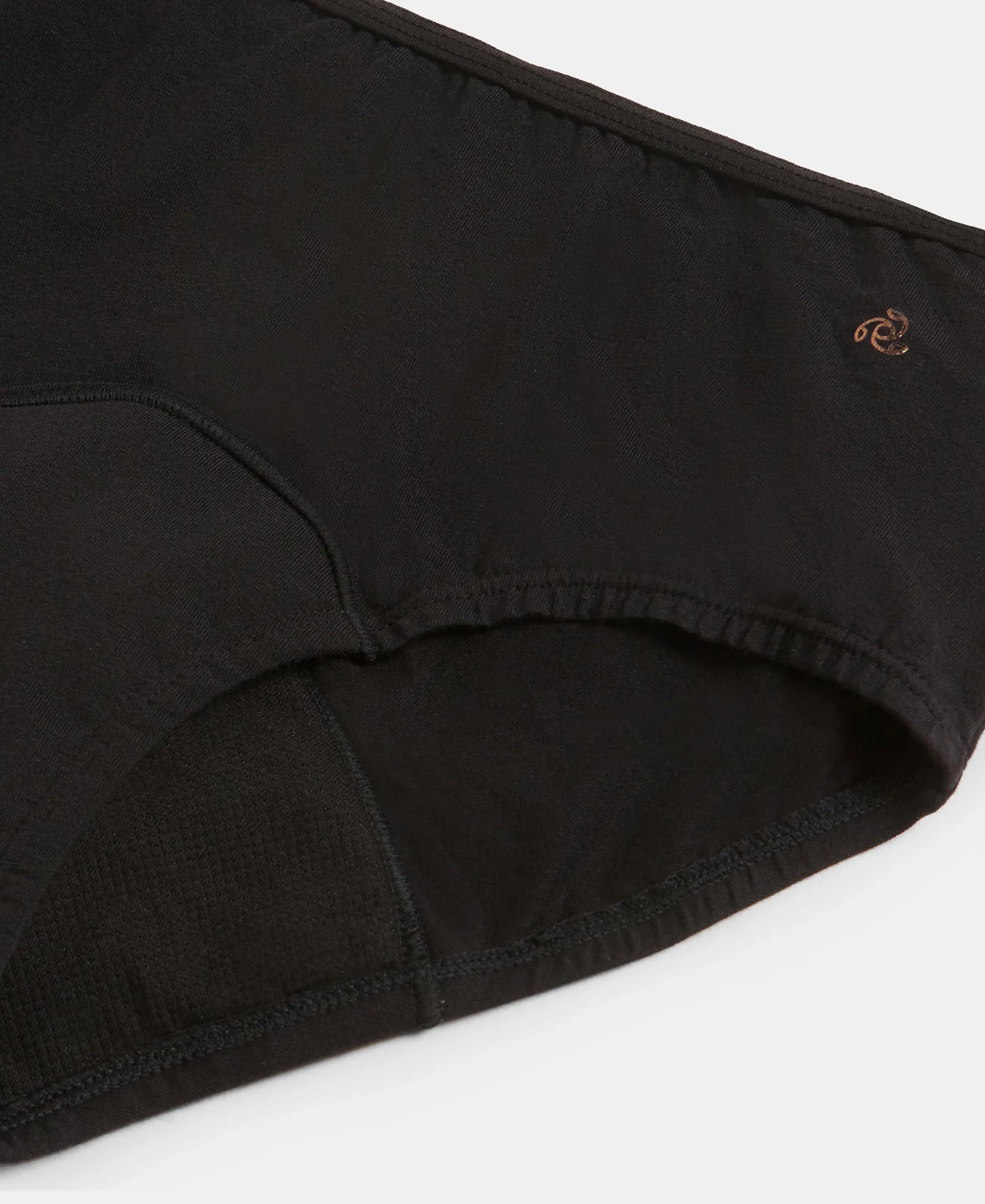 Super Combed Cotton Elastane Stretch Period Panty with Leak Proof Inner Absorbent Layer and StayFresh Treatment - Black