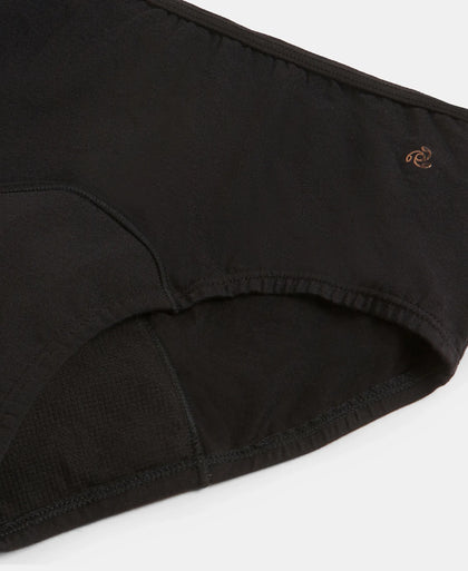 Super Combed Cotton Elastane Stretch Period Panty with Leak Proof Inner Absorbent Layer and StayFresh Treatment - Black