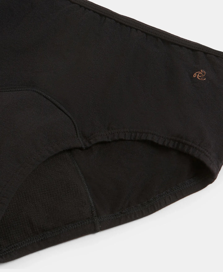 Super Combed Cotton Elastane Stretch Period Panty with Leak Proof Inner Absorbent Layer and StayFresh Treatment - Black