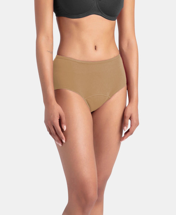 Super Combed Cotton Elastane Stretch Period Panty with Leak Proof Inner Absorbent Layer and StayFresh Treatment - Desert Taupe