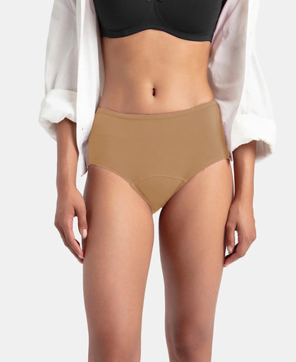 Super Combed Cotton Elastane Stretch Period Panty with Leak Proof Inner Absorbent Layer and StayFresh Treatment - Desert Taupe