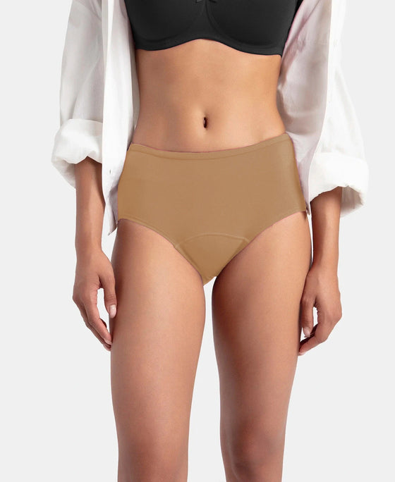Super Combed Cotton Elastane Stretch Period Panty with Leak Proof Inner Absorbent Layer and StayFresh Treatment - Desert Taupe