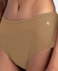 Super Combed Cotton Elastane Stretch Period Panty with Leak Proof Inner Absorbent Layer and StayFresh Treatment - Desert Taupe