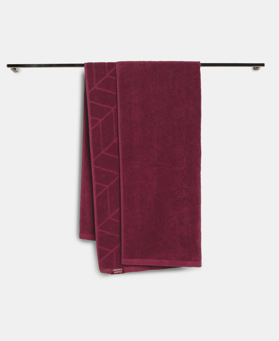 Cotton Terry Ultrasoft and Durable Patterned Bath Towel - Burgundy