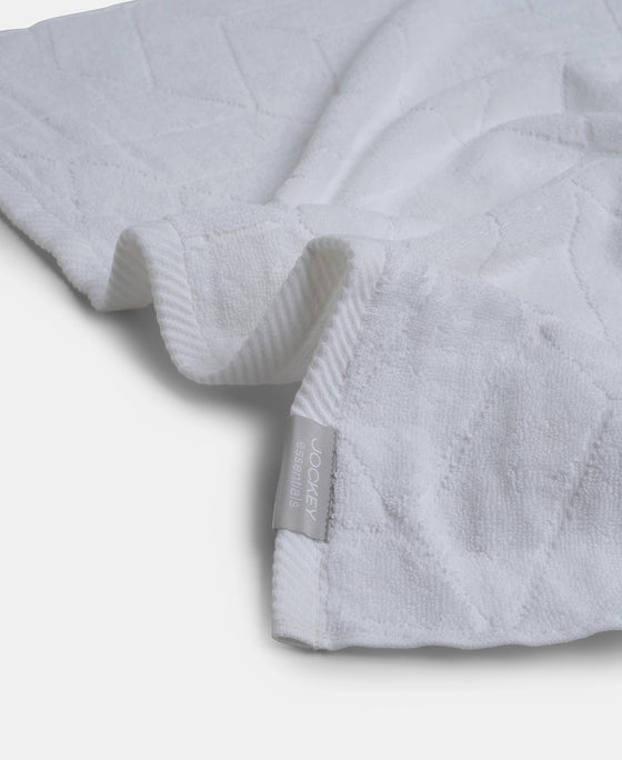 Cotton Terry Ultrasoft and Durable Patterned Bath Towel - White